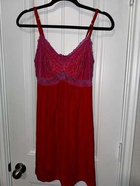 Soma Red‎ Chemise with Purple Lace Cup Detail